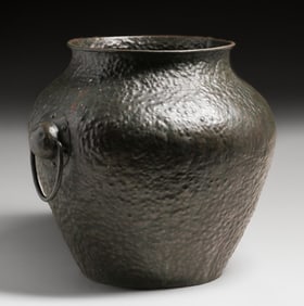 Early Dirk van Erp Hammered Copper Warty Two-Handled Vase c1908-1909