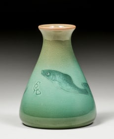 Rookwood Pottery Matthew Daly Sea Green Fish Vase 1897