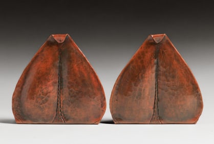 Early Roycroft Hammered Copper Bookends c1915
