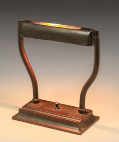 Unusual Bronze & Art Glass Inset Desk Lamp c1920