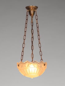 Antique Frosted Glass Hanging Light c1920s