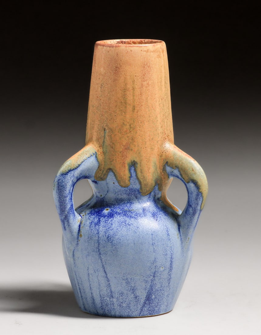 Louis & Gilbert Metenier - French Three-Handled Stoneware Vase c1920s: Louis & Gilbert Metenier - French Three-Handled Stoneware Vase c1920s. Signed. Perfect condition. 7.5"h x 4.5"w. FREE NATIONWIDE SHIPPING Free Nationwide Shipping within the lower 48 states for All