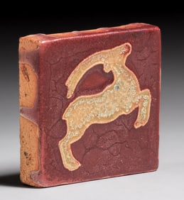Pewabic Pottery Iridescent Gazelle Tile c1910