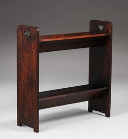 Gustav Stickley Cutout "D" Handle Book Trough c1905