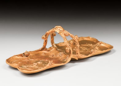 Charlotte Monginot (French 1872- 1962) Gilt Bronze Art Nouveau Pen Tray c1910s