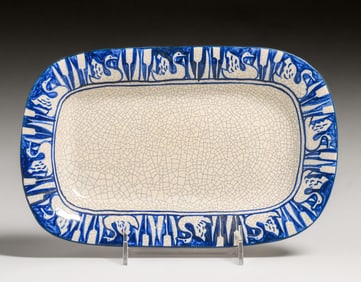 Dedham Pottery Rectangular Swan Plate c1920s