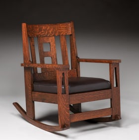 Rare “Klimbert?? Arts & Crafts Cutout Rocker c1910