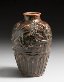 Weller Pottery – Clewell Copper-Clad figural Vase c1920s