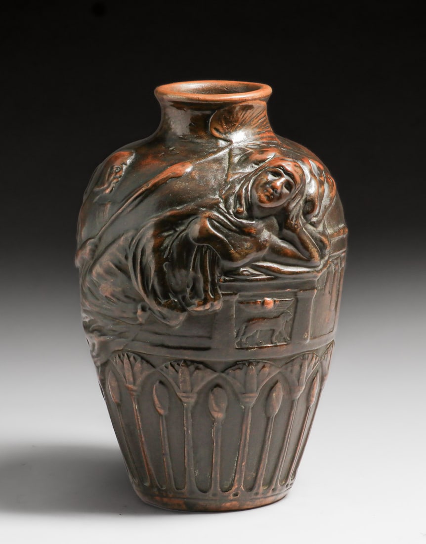 Weller Pottery – Clewell Copper-Clad figural Vase c1920s (1 of 8)