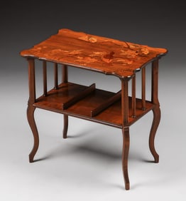 Emile Galle (1846-1904) French Art Nouveau Marquetry Inlaid Side Table c1900