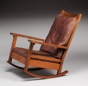 L&JG Stickley Tallback Open-Arm Rocker c1905-1907