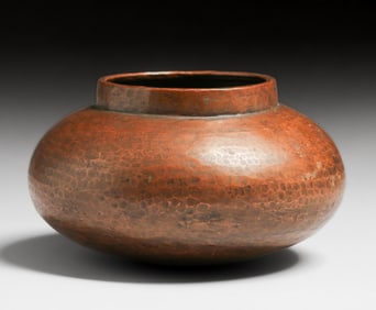 Stickley Brothers #68 Hammered Copper Ovoid Vase c1910