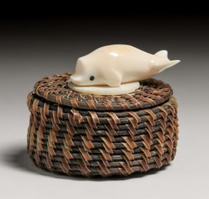 John Hank Alaskan Inuit Baleen Basket c1990s