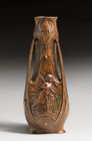 Jean Garnier (French 1853-1910) Art Nouveau Spelter Fairy Vase c1900
