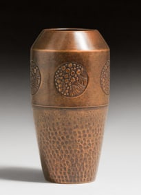 WMF - German Hammered Brass Vase c1910