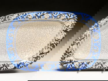 Dedham Pottery Rabbit Rectangular Plate c1910s