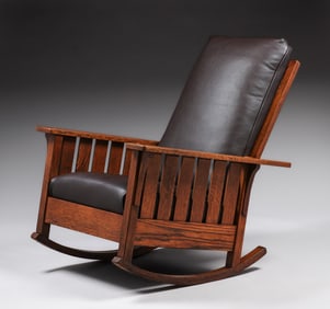 L&JG Stickley #475 Slatted Fixed-Back Rocker c1908-1912