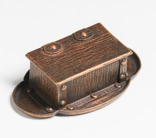Arts & Crafts Period Hammered Copper Stamp Box c1910