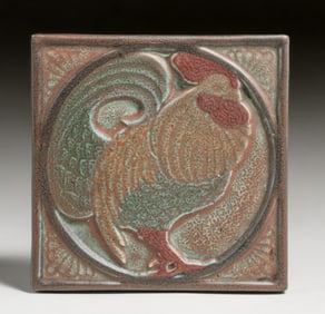 Rookwood Pottery #2044 Rooster Tile Trivet 1913