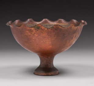 Large Dirk van Erp Hammered Brass Shell Casing Punch Bowl c1902-1908