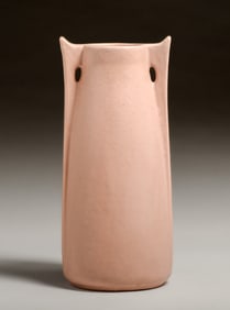Rare Teco Pottery #266 Matte Pink Prairie School Two-Handled Vase c1910