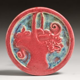 Unusual Fulper pottery Basket Tile c1910