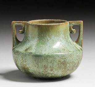 Fulper Pottery Two-Handled Leopardskin Glaze Vase c1910s