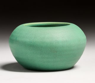 Teco Pottery Matte Green Closed Bowl c1910