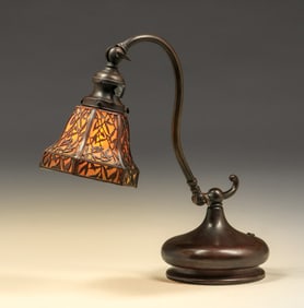 Handel Bamboo Leaf Overlay Desk Lamp c1910