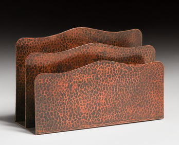 Gustav Stickley Hammered Copper Letter Rack c1910