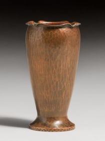 Walter Jennings - Roycroft Hammered Copper Ruffled Rim Vase 1917-1918