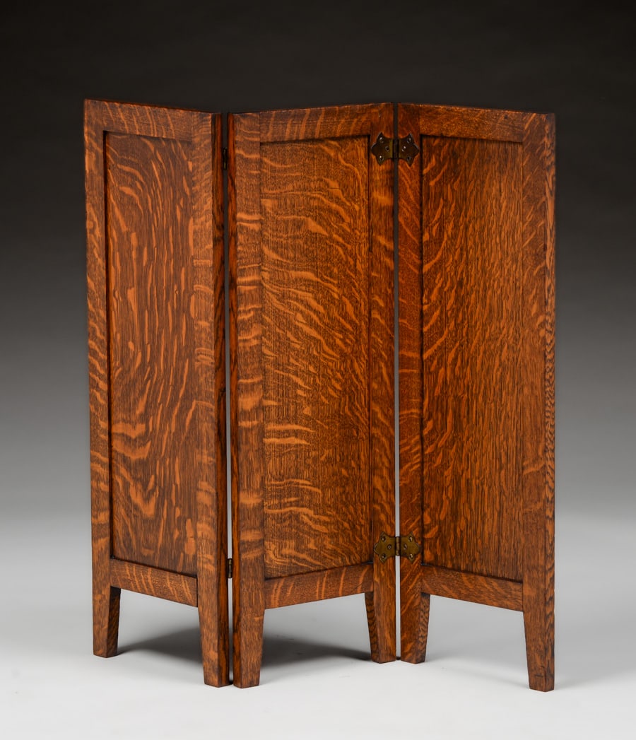 Small Arts & Crafts Period Oak Three-Panel Screen c1910 (1 of 5)