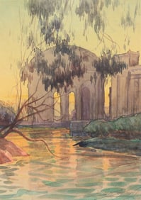 Emerson Lewis (1892-1958) Watercolor San Francisco Palace of Fine Arts c1930s