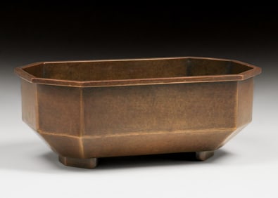 Dirk van Erp Hammered Brass Art Deco Jardiniere c1930s