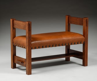 Contemporary Stickley Oak Window Bench 2005