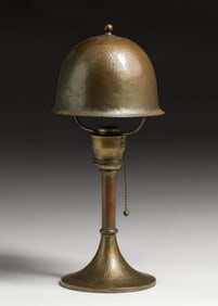 Roycroft Hammered Copper Helmet Lamp c1920s