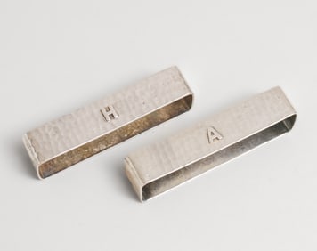 Pair Lebolt Hammered Sterling Silver Napkin Rings c1920s