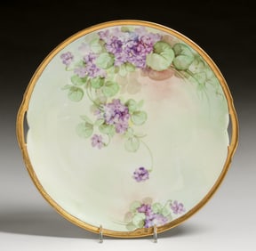 American Arts & Crafts Hand-Decorated KPM Porcelain Two-Handled Plate c1910