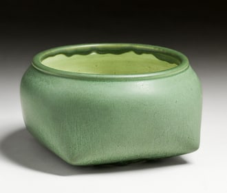 Hampshire Pottery #147 Matte Green Square Bowl c1910s