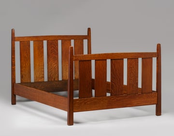 Gustav Stickley Pencil-Post Double Bed c1910