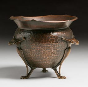 Small William Souter & Sons - Birmingham, England Hammered Copper & Brass Jardiniere c1895-1900