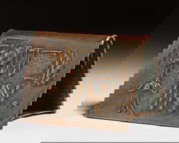 English Arts & Crafts Hammered Copper In/Out Sign c1900