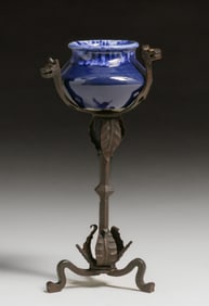 Arts & Crafts Period Hand-Forged Iron Dragon Stand c1920s