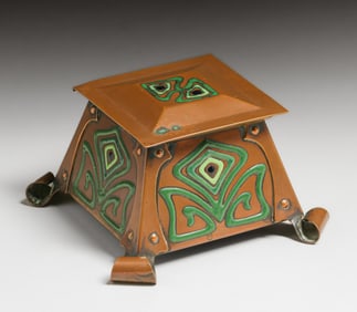 Art Crafts Shop - Buffalo Copper & Enamel Inkwell c1905