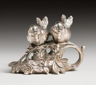 Weidlich Brothers Mfg Co - Bridgeport, CT Silver-Plated Love Birds Salt & Pepper Shakers c1920s
