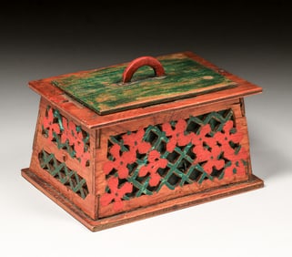 Arts & Crafts Period Handmade & Painted Plywood Box c1910s