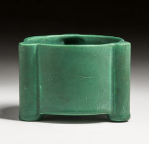 Roseville Pottery Matte Green Three Buttress Vase c1910