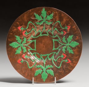 The Art Crafts Shop - Buffalo #212 Enamel on Copper Card Tray c1905