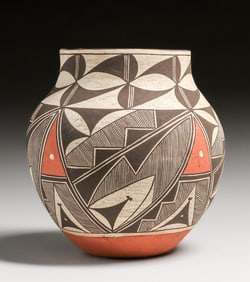 Lee Ann Cheromiah - Old Laguna, N.M. Acoma Pueblo Polychrome Pottery Jar c1980s