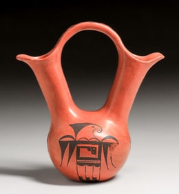 Garnet Pavatea (1915-1981) Hopi-Tewa Pottery Wedding Vase c1960s